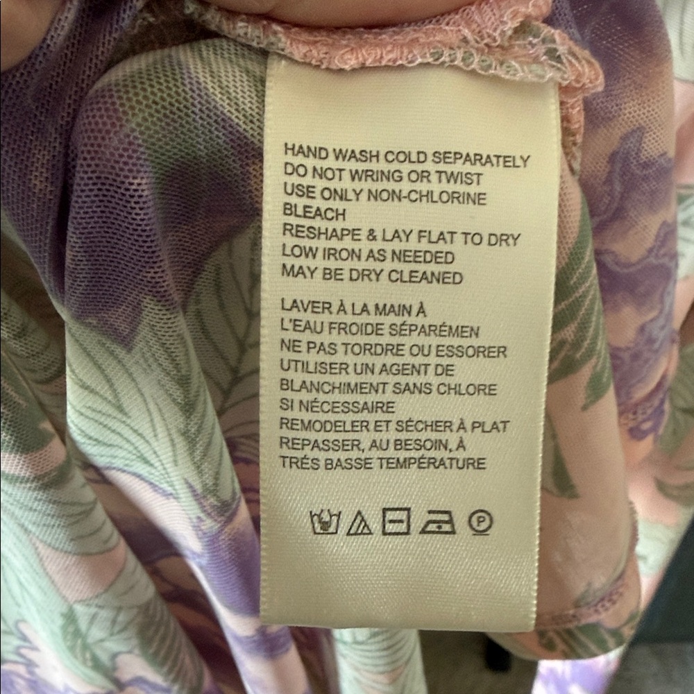 Free People Purple and Green Floral Ruched Blouse - Picture 5 of 8